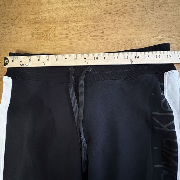CALVIN KLEIN Performance Womens L‎ Knit Pants Black Stripe Comfort  Gym Workout - Picture 8 of 12